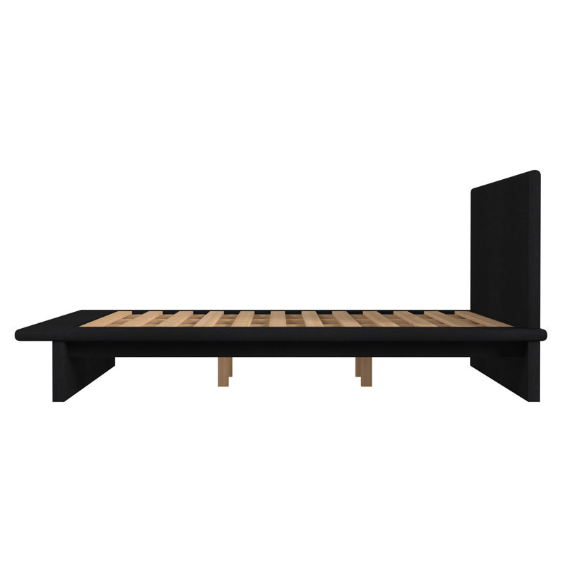 Soleil Wood Low Profile Platform Bed, King, Black
