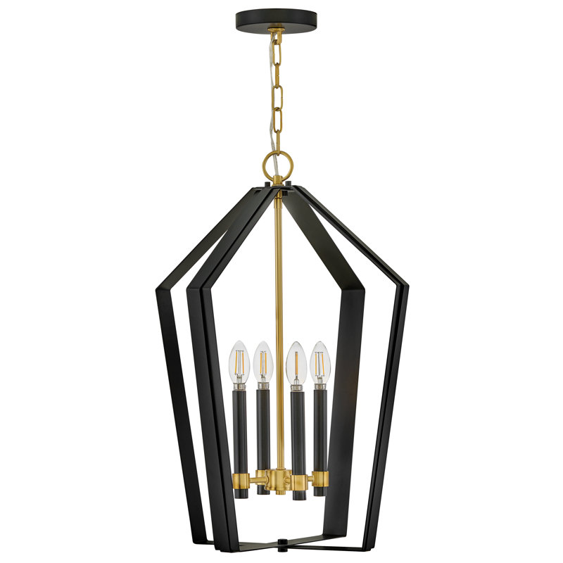 Sammi 25.5" 4-Light Candle Open Frame Pendant, Black