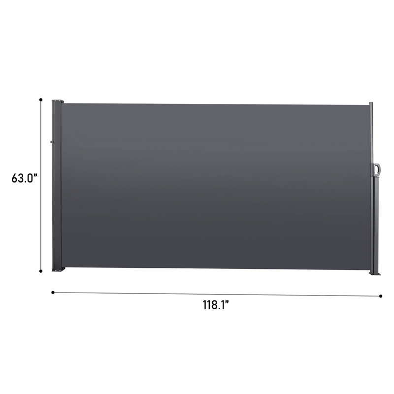 Auvent rétractable latéral - Qualité, et eau, intimité pour balcon, 118,1 po x 62,58 po Séparateur d'écran imperméable gris foncé 118,1 po x 62,58 po