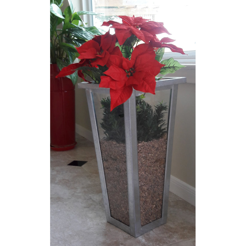 Vase de plancher en verre Nesbit, H 27 po x l 12 po x P 12 po, Galvanisé