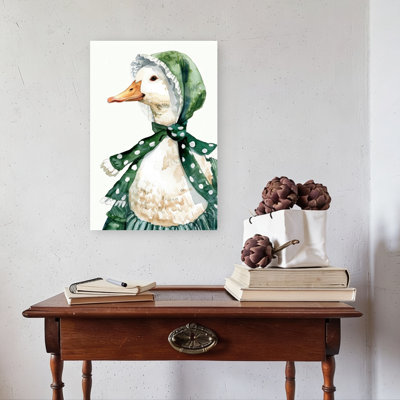 Whimsical Dressed Duck Abstract Contemporary Landscape Nature Wall Art Print 1 Piece Wrapped Canvas Wall Art