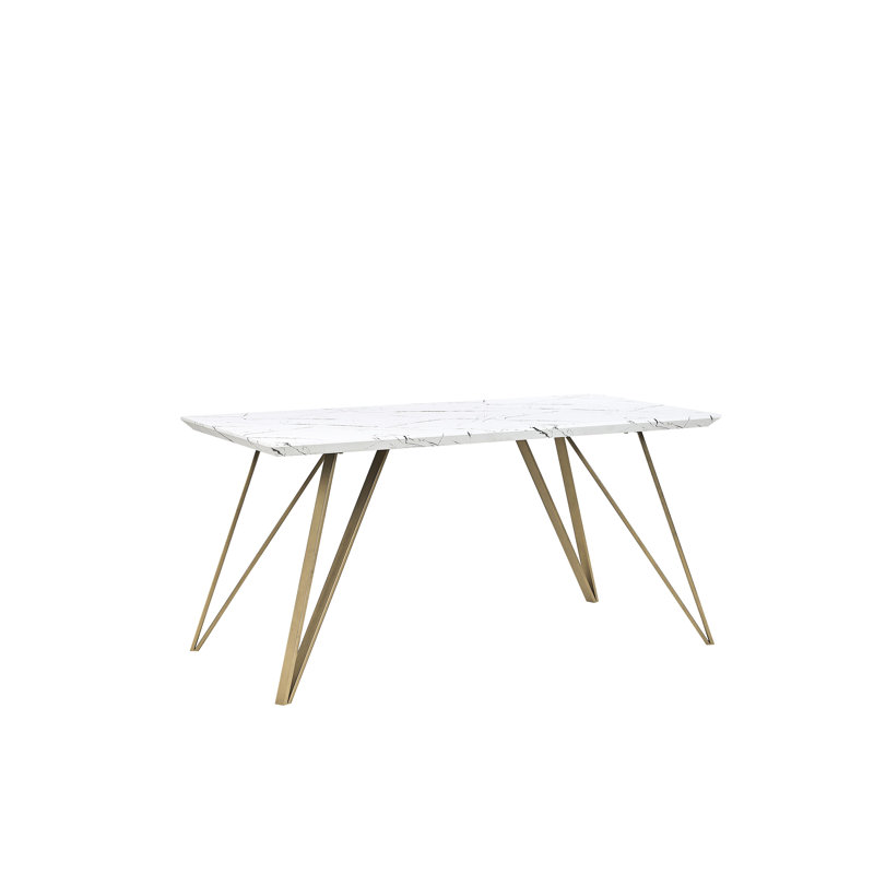 Millie Metal Base Dining Table, Black/White, Gold
