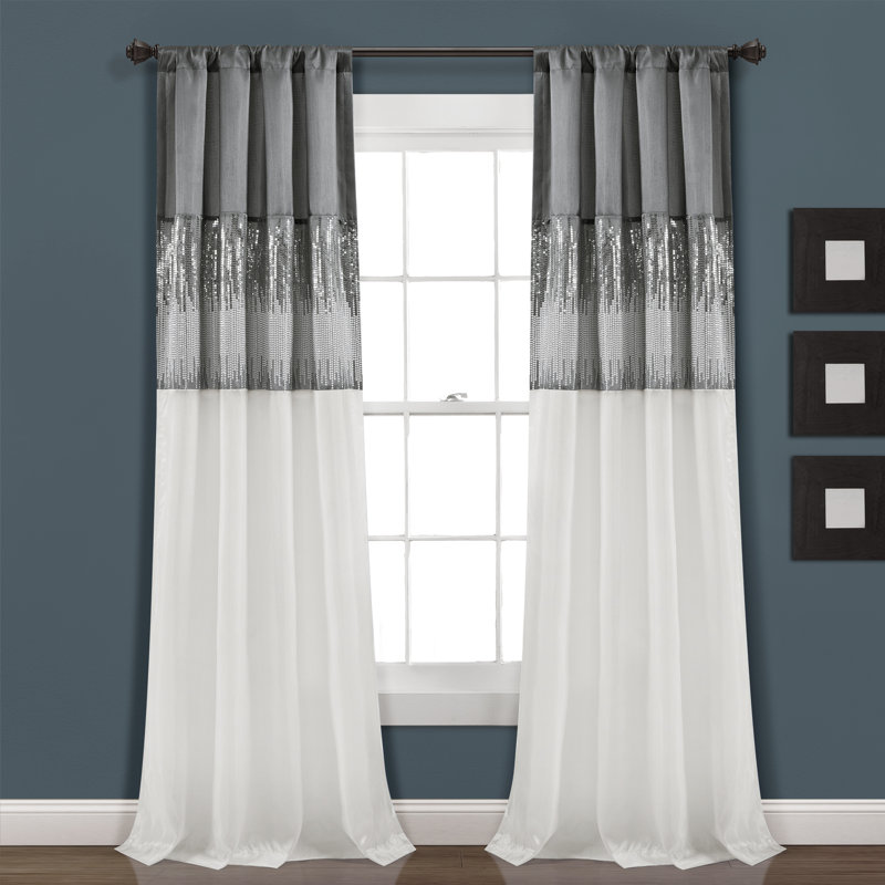 Panneau de rideau simple semi-diaphane avec passe-tringle Night Sky, Gris/Rosé, l 42 po x L 95 po