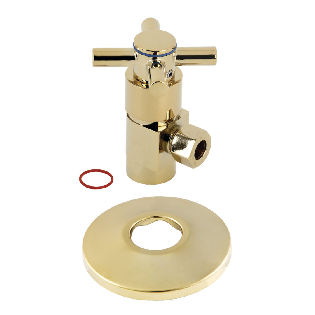 Kingston Brass 1/2-Inch FIP x 3/8-Inch OD Comp Anti-Seize Deluxe Quarter-Turn Ceramic Hardisc Cartridge Angle Stop with Flange Kingston Brass 