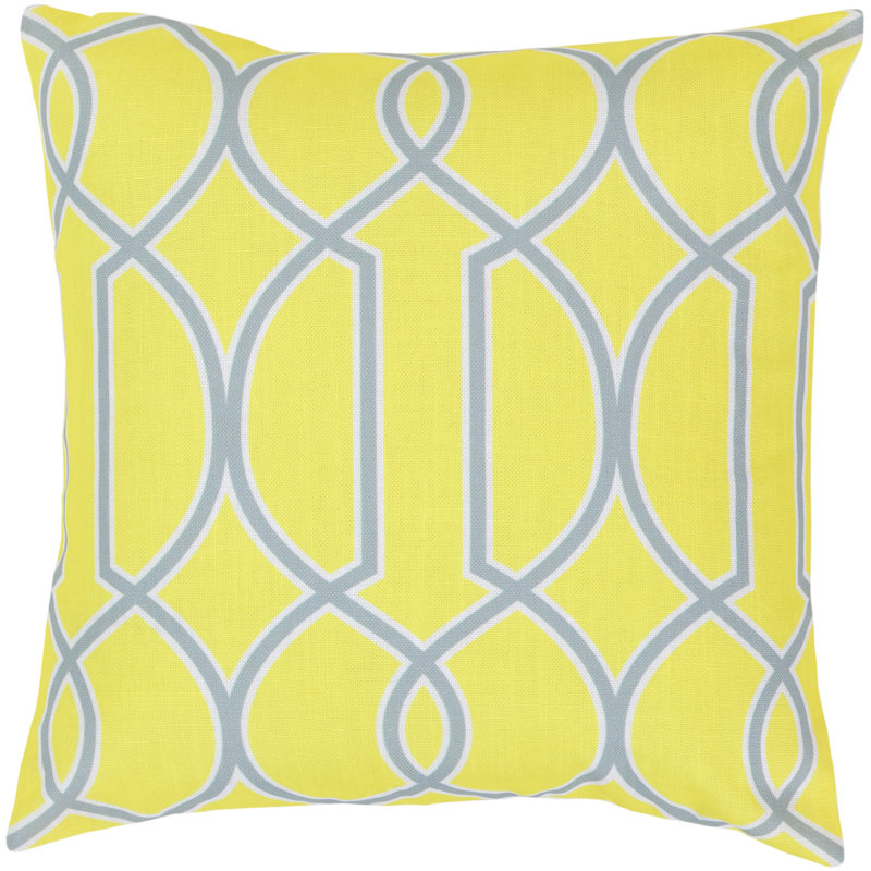  Coussin décoratif Intersecting Lines, H 18 po x l 18" x P 4 po, Turquoise / taupe foncé / parchemin, Duvet
