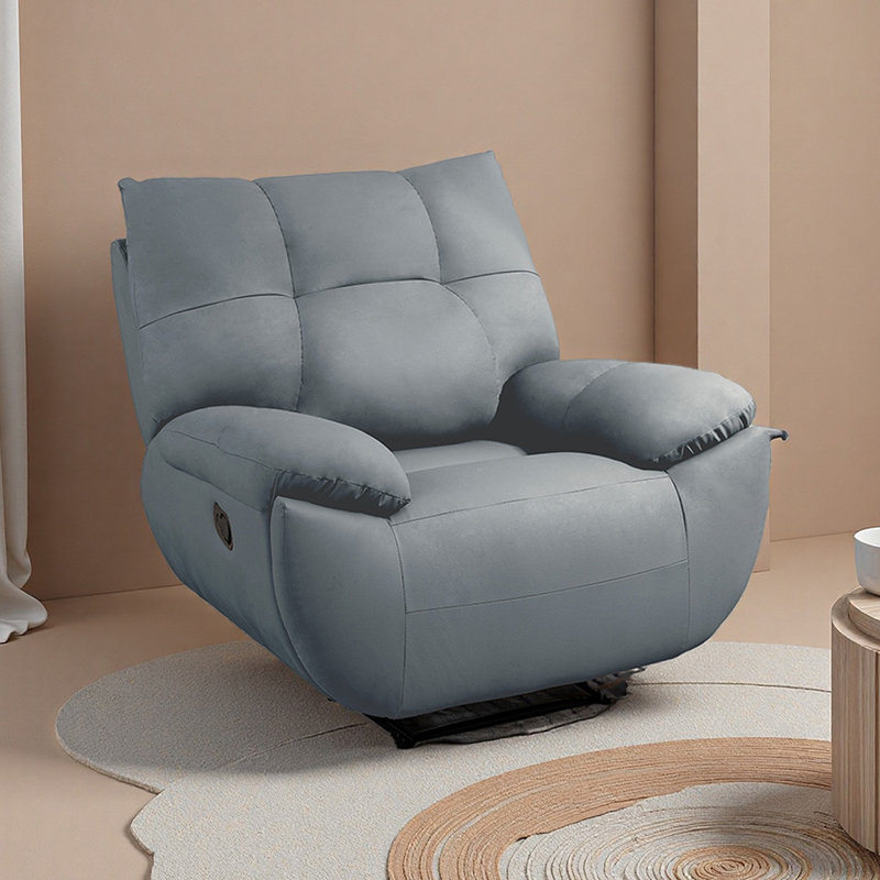 Single Manual Living Room Faux Leather Recliner, Smoke Gray