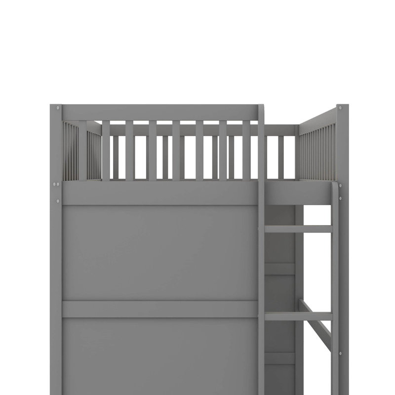 Lit mezzanine simple avec échelle, Gris / Blanc