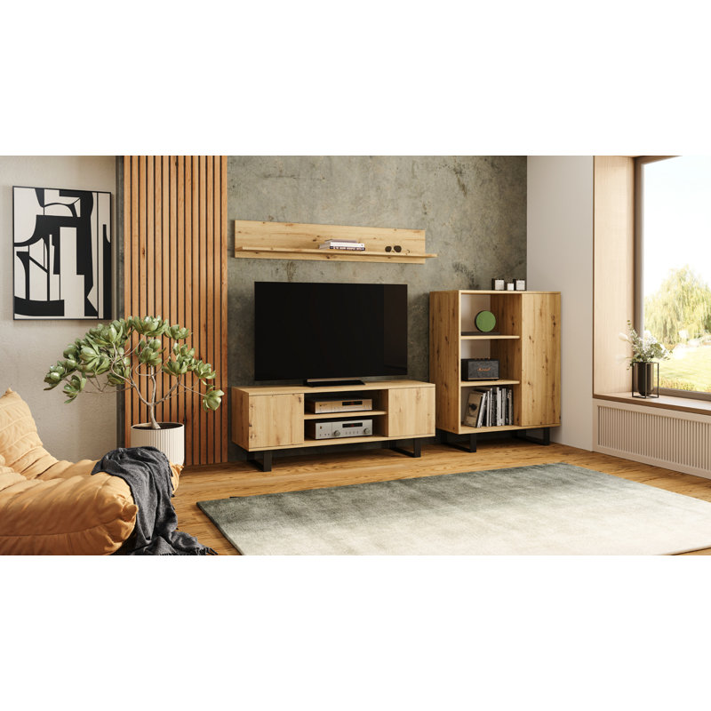 Unfinished TV Stand for TVs up to 55", Oak Wood