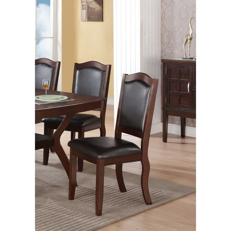  Geral Upholstered Rubber Wood Dining Chair, Set Of 2, Black
