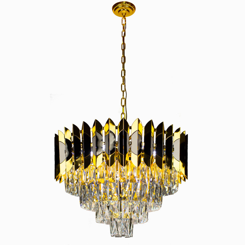 Lustre en cristal Saveta, H 38,6 po x l 19,7 po x P 19,7 po, 4 étages, 8 lumières