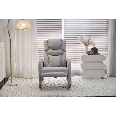 Chaise berçante en coton et lin avec repose-pieds réglable