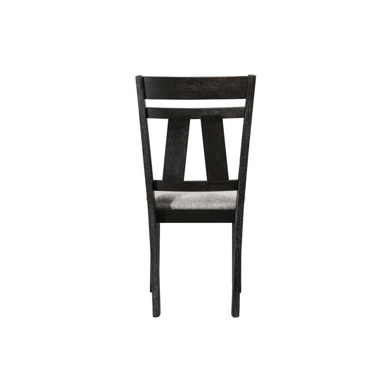 2 chaises de salle à manger transitionnelles, coussin rembourré gris anthracite, chaises en bois massif avec pieds carrés, poignées,