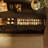 71" Modern Black Kitchen Island With Storage Glass Doors Kitchen Table With Led Light Strip
