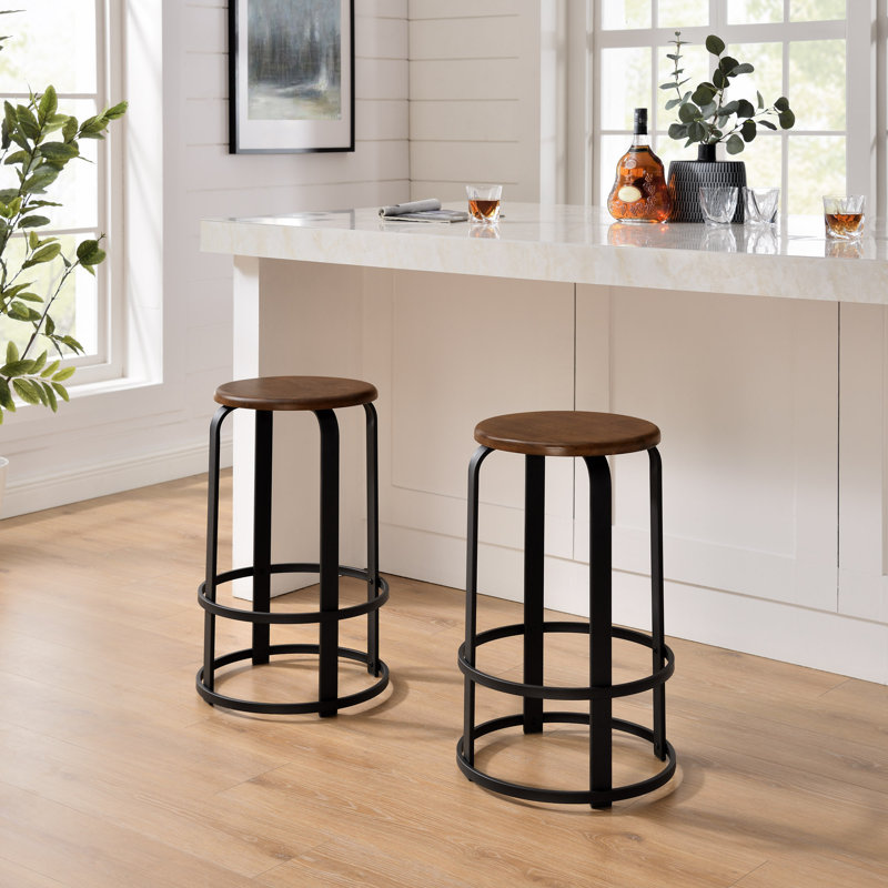 Tabouret de comptoir en bois massif de 26 po Griselle, Café noir