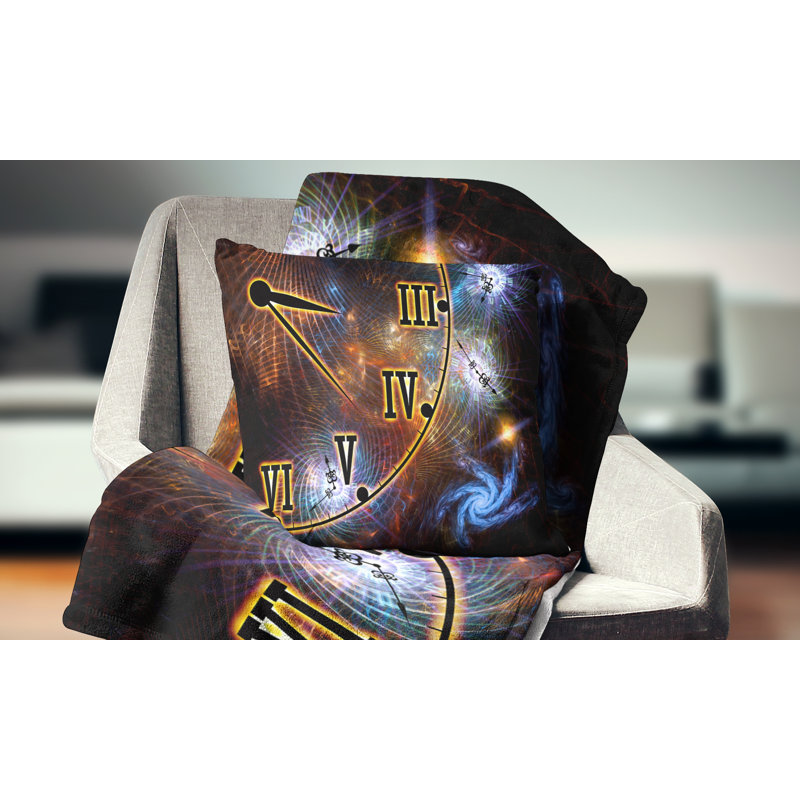 Tissu de l'espace et du temps - Coussin imprimé abstrait, 16 po x 1 po, Carré