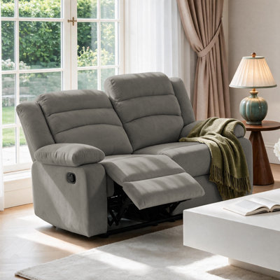 Manual Reclining Loveseat with Rounded Armrests