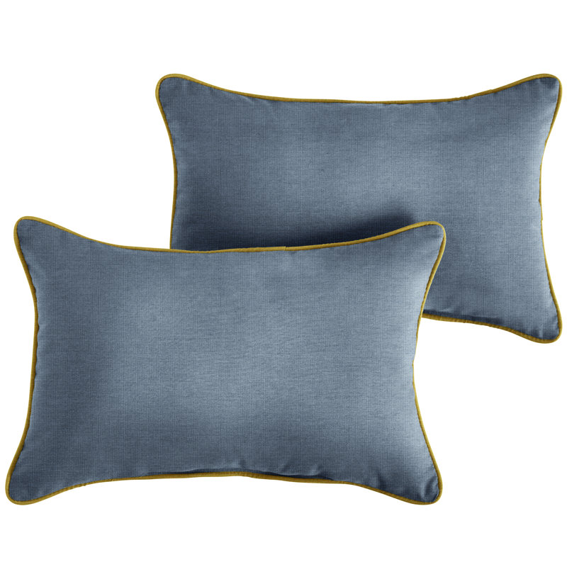 Housse et insert de coussin rectangulaire d'extérieur avec cordon , 12 po x 18 po, Bleu / corail