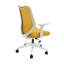 Chaise de bureau Mowbray à dossier bas en filet jaune moutarde avec structure blanche-1705561574