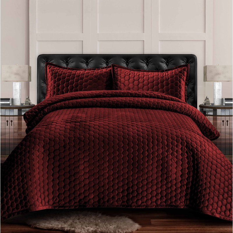Lugano Quilt, Twin Quilt + 1 Standard Sham, Burgundy
