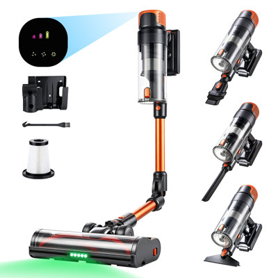 Cordless Vacuum Cleaner 600W 50kPA Cordless Stick Vacuum Cleaner, For Home Hard Floor Carpet Pet Hair, 50-Min Runtime, Rechargeable, Lightweight Handheld, with LED Display, 4 Brush Heads