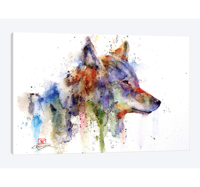 «Coyote» par Dean Crouser, impression sur toile tendue, H 12 po x l 18 po x P 1,5 po, Toile tendue, Pas de tapis
