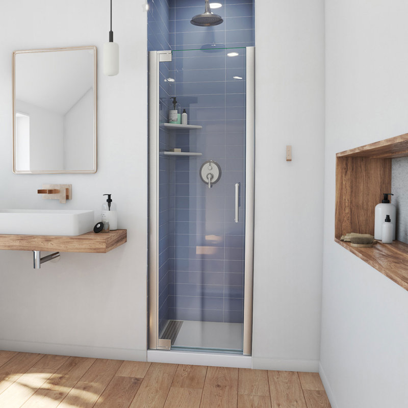 Elegance-LS 34" W x 72" H Pivot Frameless Shower Door with ClearMax™ Technology, Brushed Nickel