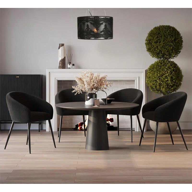 1-Light Black Pendant With A Fabric Shade