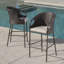 Ensemble de 2 tabourets de bar d'extérieur en rotin PE avec coussins imperméables 31 po Multibrown