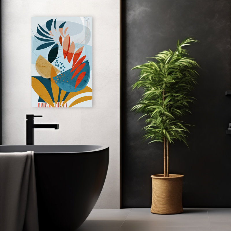 Tropical planté - Abstrait floral et nature morte, art tropical, H 24 po x l 16 po