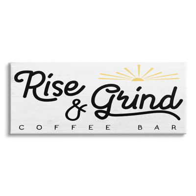 Rise & Grind Coffee Bar Sign Rustic Sunrise - Unframed Graphic Art on Canvas