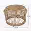 Table d'appoint ronde en bois d'acacia avec structure en corde tissée beige clair, plateau en teck, capacité de 150 lb, aucun assemblage requis, table d'appoint résistante aux intempéries pour le patio et le salon