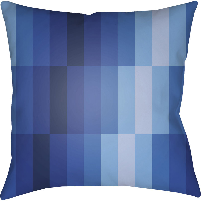 Moderne Geometric Outdoor Throw Pillow, 18" H x 18" W x 4" D, Blue