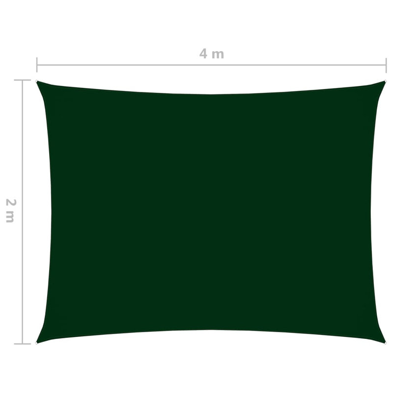 Waits Rectangular Shade Sail, Dark Green, 400cm W x 200cm L