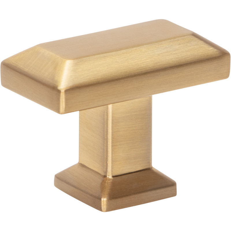 Warm Brass Rectangular Transitional Knob with Mounting Hardware