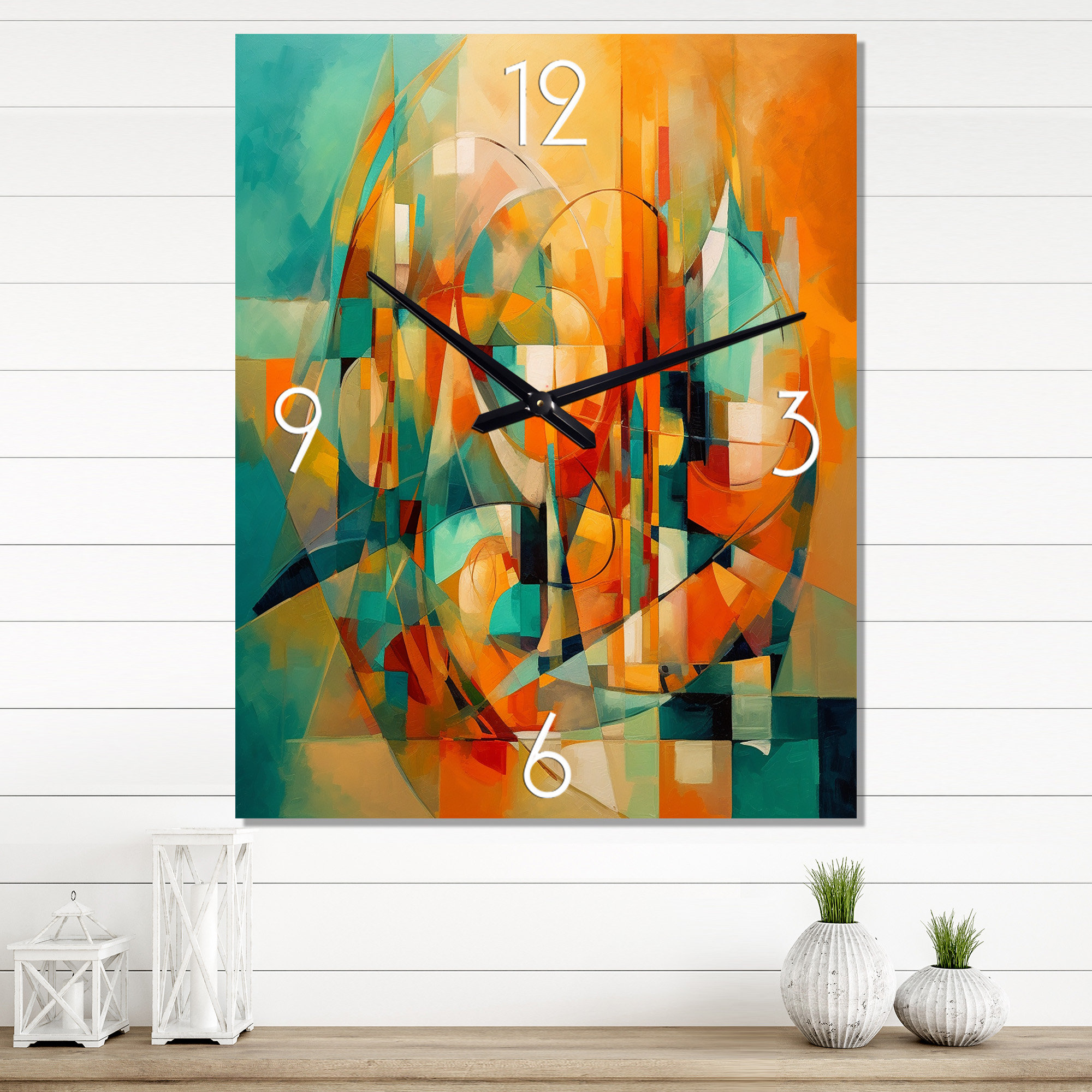 East Urban Home Jaleisa - Abstract Cubism Very Large Wall Clocks | Wayfair
