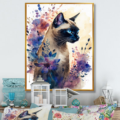 " Cute Siamese Floral Art I "