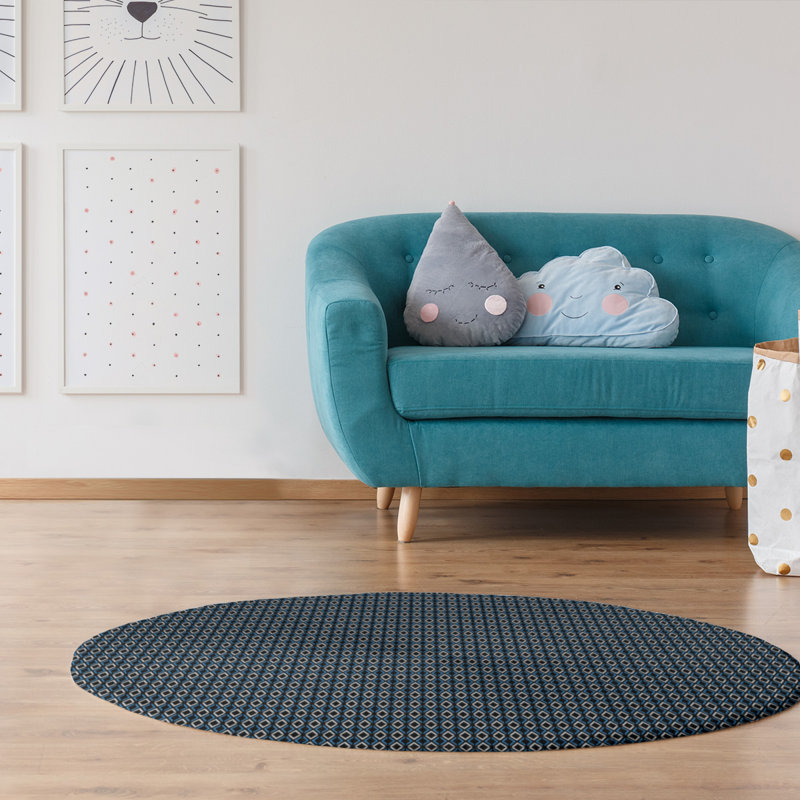 Chenille Geometric Indoor Rug, Round 5'