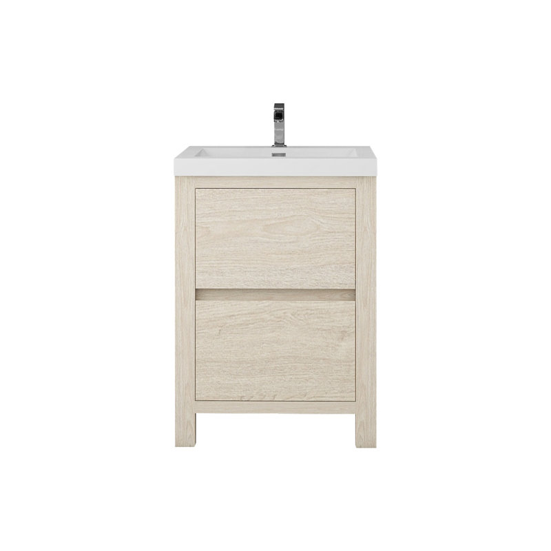 Meuble-lavabo simple 23,5 po avec plateau Laverock, Bois clair