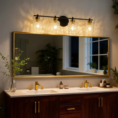 Éclairage pour salle de bain 4 lumières en verre martelé