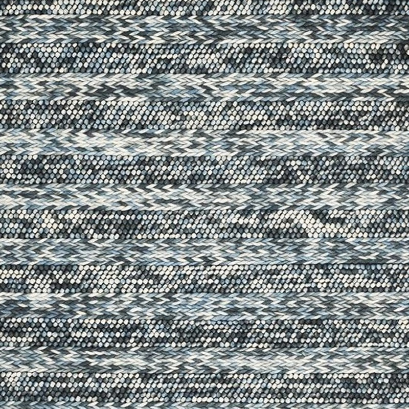 Tapis rayé bleu et gris en laine tissé à la main 5 pi x 7 pi