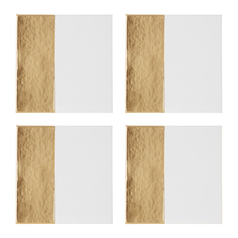 Geome Wood Square 4 Piece Coaster Set