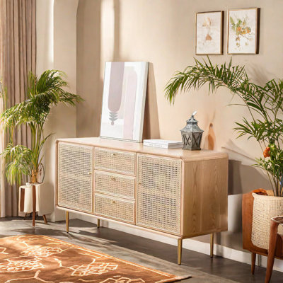 Armoire d'appoint multifonctionnelle en rotin tissé