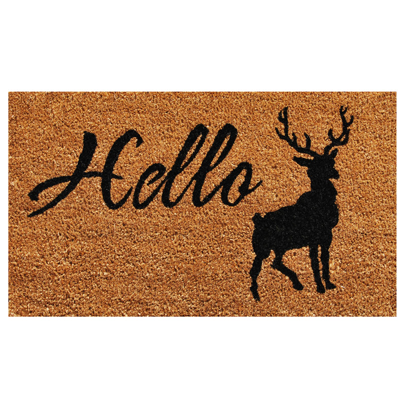 Tapis d'extérieur antidérapant Barmore Hello Elk, Rectangle 1 pi 5 po x 2 pi 5 po