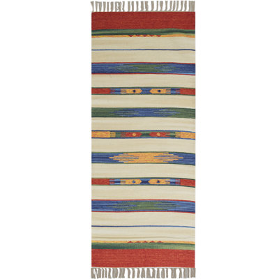 Country Southwestern Cotton Flatweave Area Rug