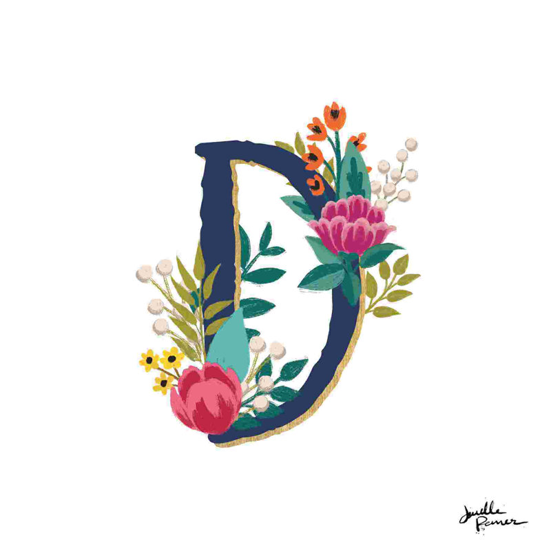 Impression sur toile tendue, romantique monogramme romantique, bleu marine, H 12 po x l 12 po