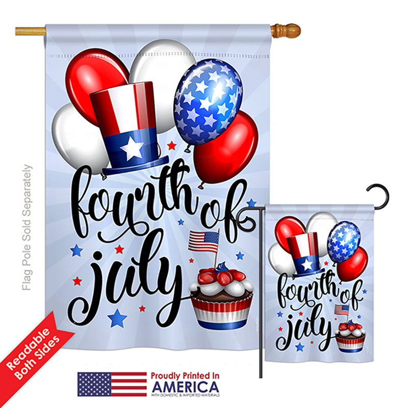 Drapeau de jardin en polyester 2 pièces Celebrate Fourth of August Americana Impressions