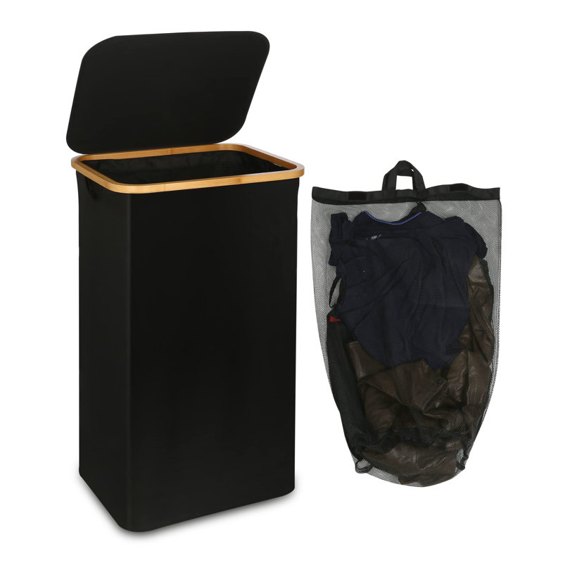 Fabric Laundry Hamper with Handles, Black