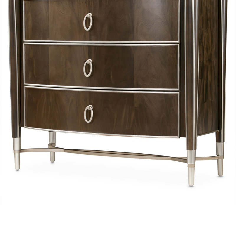 Villa Cherie Highboy Chest, Silver/Hazelnut