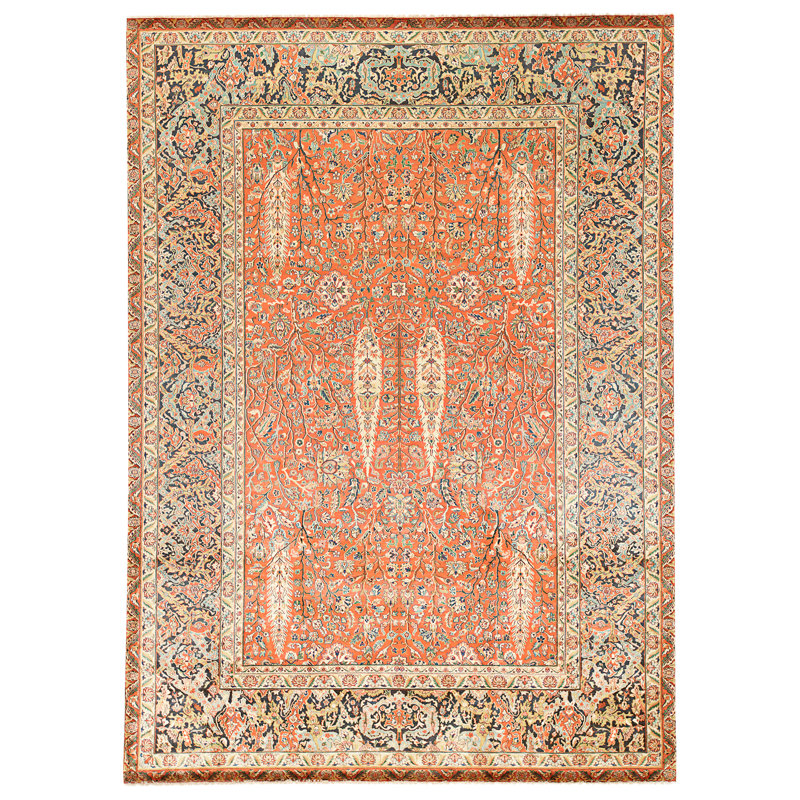 Hand Knotted Wool Area Rug in Red