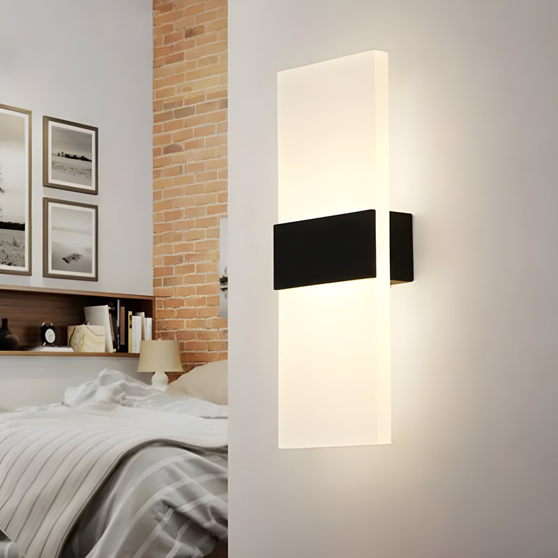 Cheyana Aluminium 12W LED Wall Light – Modern Acrylic Up/Down Wall Sconce in Matt Black, Brushed Gold & Brushed Silver, for Bedroom, Living Room & Corridor, 4000K [Energy Class A++]